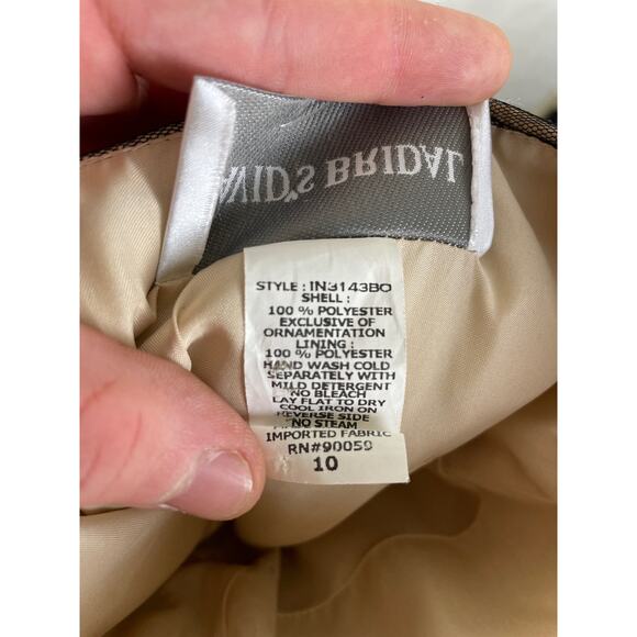 David’s Bridal Black Beaded Sheer Lace Strapless Formal Mini Dress Size 10 - Picture 5 of 7